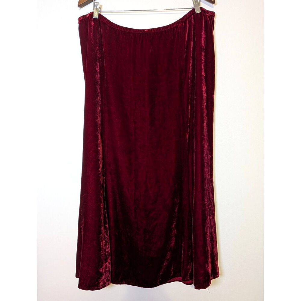 Vintage Eileen Fisher Velvet Skirt XL, Silk Blend Burgundy Cocktail Party Whimsi - Picture 3 of 6